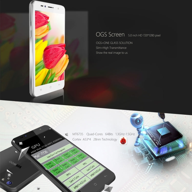 SISWOO Longbow C50 8GB, Network: 4G, 5.0 inch HD OGS Full Lamination Screen Android 5.1 MTK6735 Quad Core 1.5GHz, RAM: 1GB, Infrared Remote Control, OTG, GPS(White)