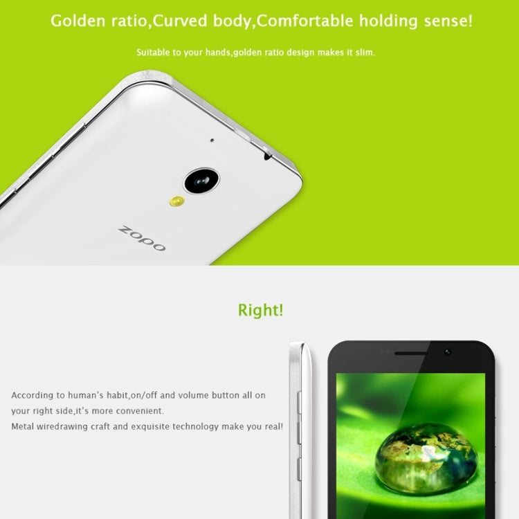 ZOPO ZP320+, 1GB+8GB, Dual SIM, 5.0 inch Android 4.4 MT6582M Quad Core up to 1.3GHz, Network: 4G