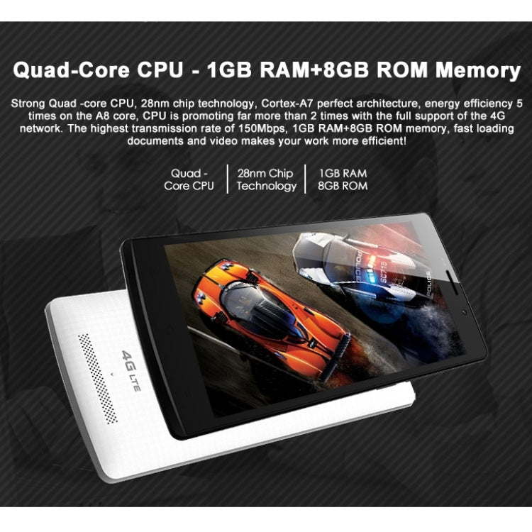 ZOPO ZP520+, 1GB+8GB, Dual SIM, 5.5 inch Android 4.4 MT6582M Quad Core up to 1.3GHz, Network: 4G