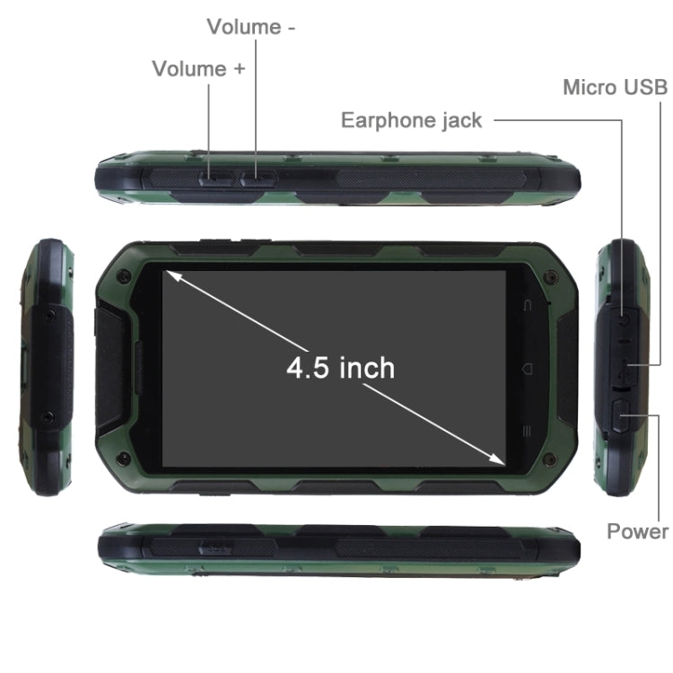 iMAN i5800, 1GB+8GB, IP67 Waterproof Dustproof Shockproof, 4.5 inch Android OS 4.4, MTK6582 Quad Core 1.3GHz, Network: 3G