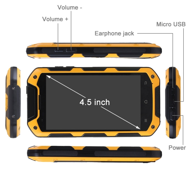 iMAN i5800, 1GB+8GB, IP67 Waterproof Dustproof Shockproof, 4.5 inch Android OS 4.4, MTK6582 Quad Core 1.3GHz, Network: 3G