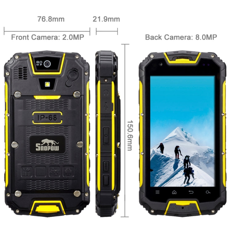 Snopow M8, 1GB+4GB, IP68 Waterproof Dustproof Shockproof, 4.5 inch MTK6582 Quad Core 1.3GHz, Network: 3G