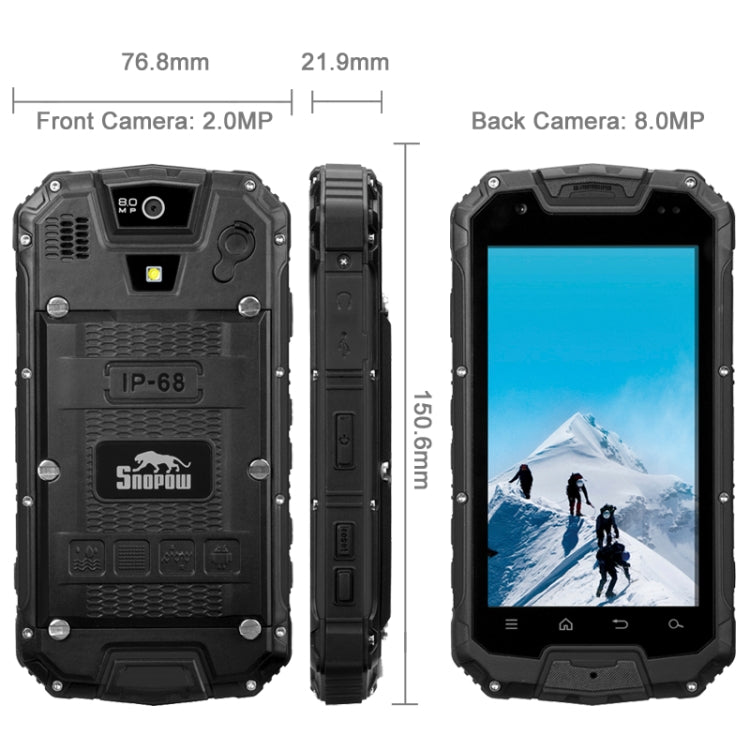 Snopow M8, 1GB+4GB, IP68 Waterproof Dustproof Shockproof, 4.5 inch MTK6582 Quad Core 1.3GHz, Network: 3G