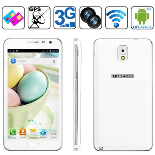 N900W 3G Android Smart Phone, 5.5 inch, MTK6582 1.2GHz Quad Core, RAM: 1GB, Dual SIM, GPS + AGPS