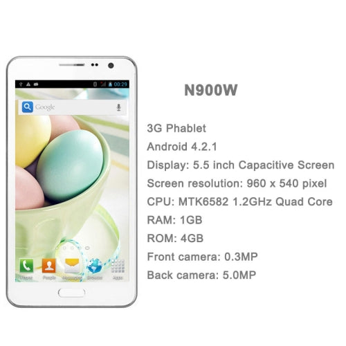 N900W 3G Android Smart Phone, 5.5 inch, MTK6582 1.2GHz Quad Core, RAM: 1GB, Dual SIM, GPS + AGPS