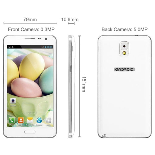 N900W 3G Android Smart Phone, 5.5 inch, MTK6582 1.2GHz Quad Core, RAM: 1GB, Dual SIM, GPS + AGPS