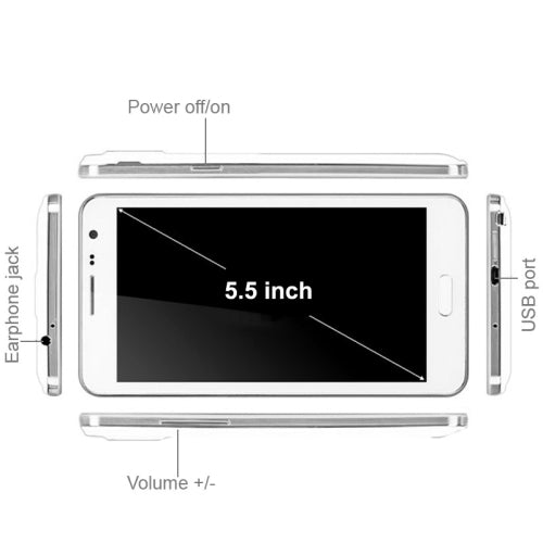 N900W 3G Android Smart Phone, 5.5 inch, MTK6582 1.2GHz Quad Core, RAM: 1GB, Dual SIM, GPS + AGPS
