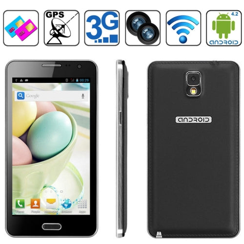 N900W 3G Android Smart Phone, 5.5 inch, MTK6582 1.2GHz Quad Core, RAM: 1GB, Dual SIM, GPS + AGPS
