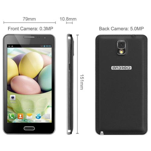 N900W 3G Android Smart Phone, 5.5 inch, MTK6582 1.2GHz Quad Core, RAM: 1GB, Dual SIM, GPS + AGPS