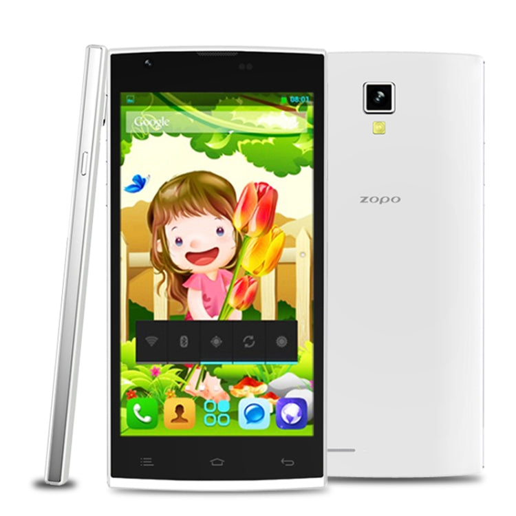 Zopo ZP780 4GB, Network: 3G, 5.0 inch Android 4.2, MTK6582 1.3GHz Quad Core, RAM: 1GB, Dual SIM(White)
