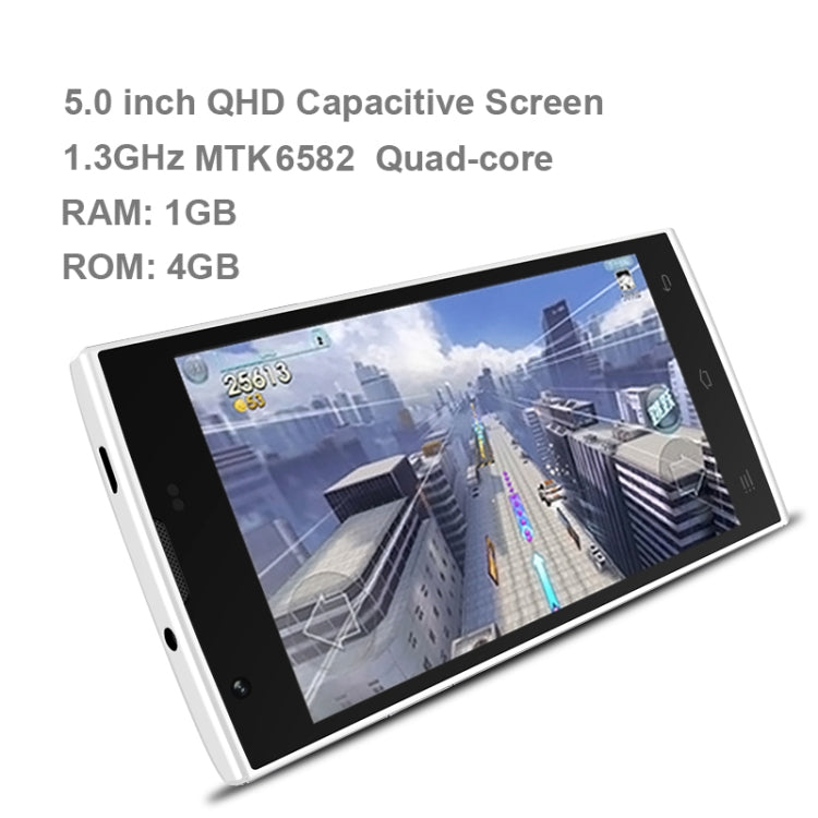 Zopo ZP780 4GB, Network: 3G, 5.0 inch Android 4.2, MTK6582 1.3GHz Quad Core, RAM: 1GB, Dual SIM(White)