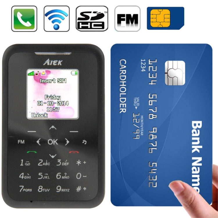 AIEK M6 GSM Card Mobile Phone, 5.9mm Ultra Thin Mini 1.44 inch, Support Bluetooth / FM, Network: 2G