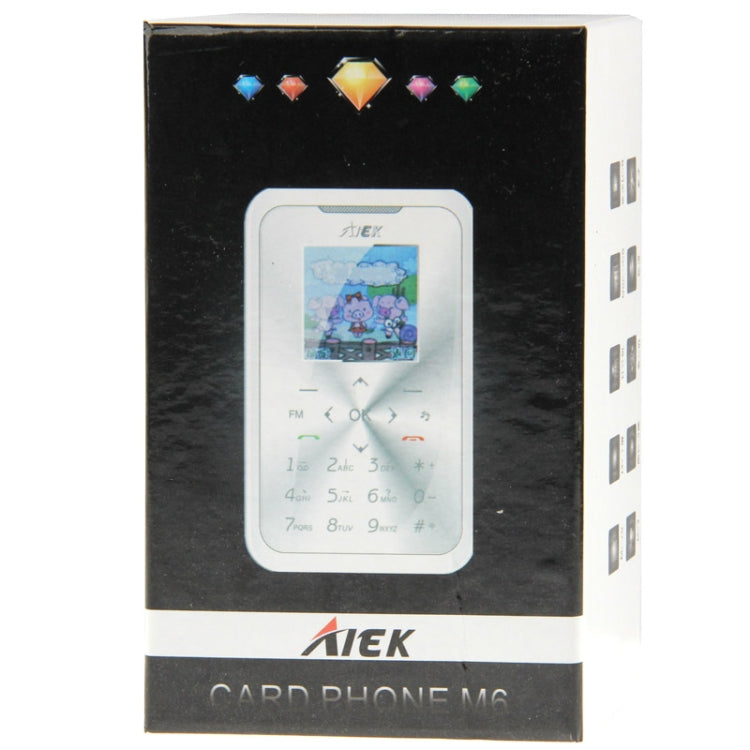 AIEK M6 GSM Card Mobile Phone, 5.9mm Ultra Thin Mini 1.44 inch, Support Bluetooth / FM, Network: 2G