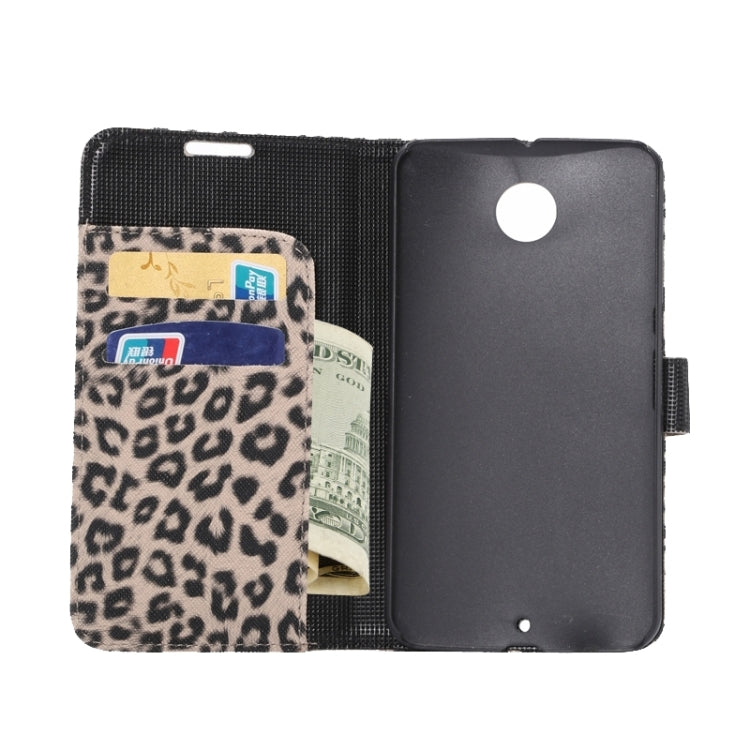 Leopard Pattern Leather Case with Holder & Card Slots & Wallet for Google Nexus 6