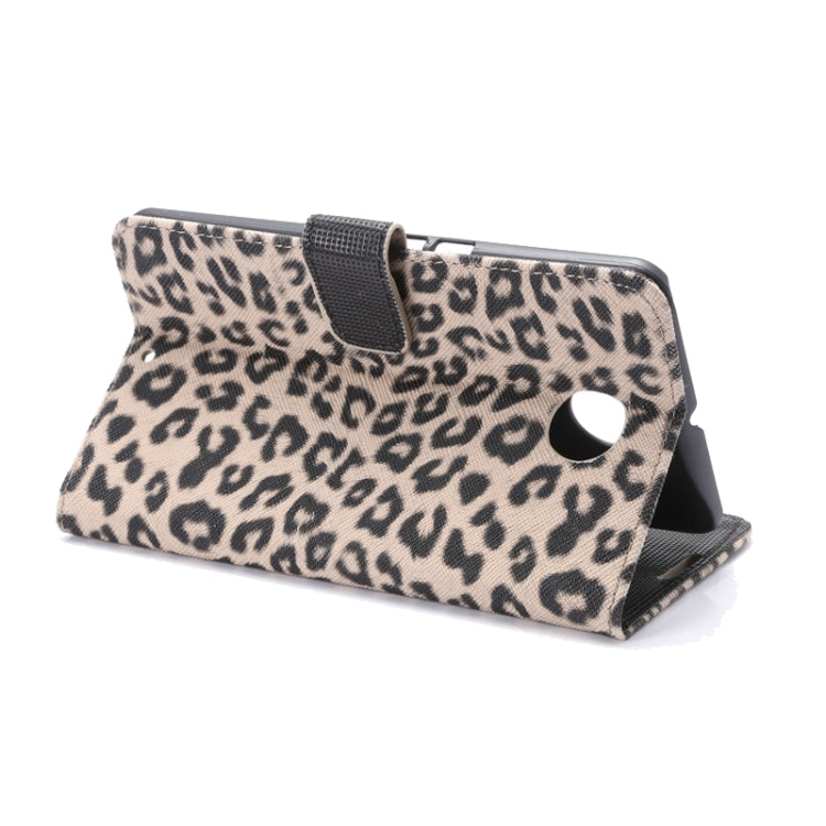 Leopard Pattern Leather Case with Holder & Card Slots & Wallet for Google Nexus 6
