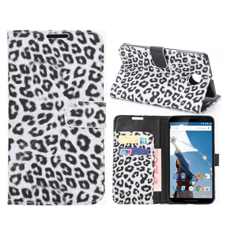 Leopard Pattern Leather Case with Holder & Card Slots & Wallet for Google Nexus 6