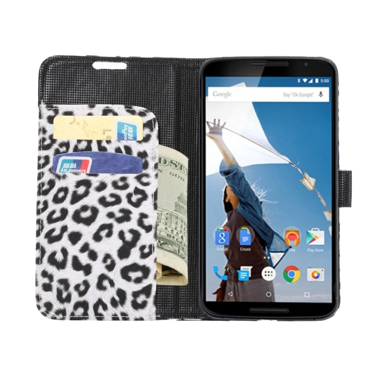 Leopard Pattern Leather Case with Holder & Card Slots & Wallet for Google Nexus 6