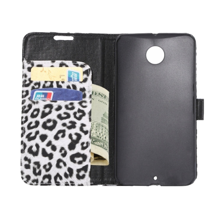 Leopard Pattern Leather Case with Holder & Card Slots & Wallet for Google Nexus 6