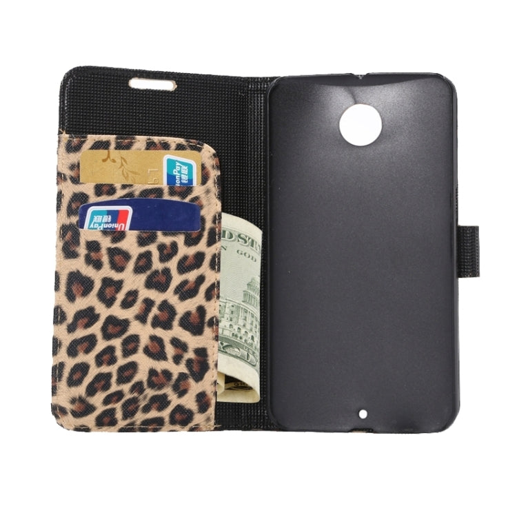 Leopard Pattern Leather Case with Holder & Card Slots & Wallet for Google Nexus 6