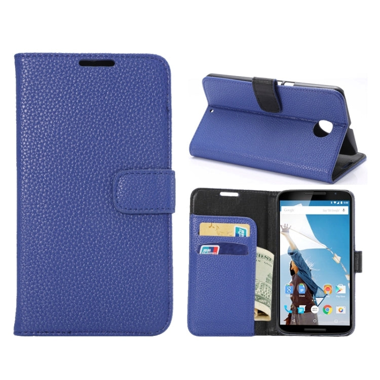 Litchi Texture Leather Case with Holder & Card Slots & Wallet for Google Nexus 6