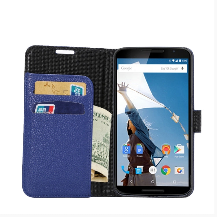 Litchi Texture Leather Case with Holder & Card Slots & Wallet for Google Nexus 6