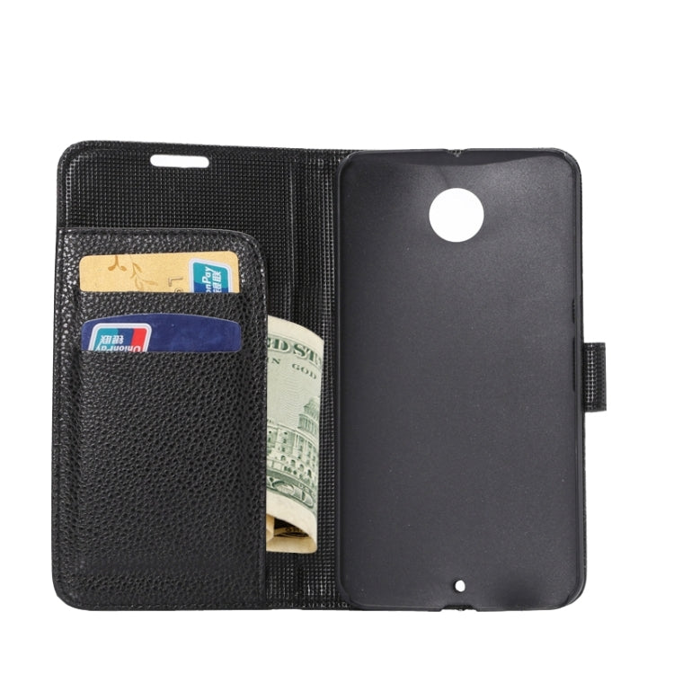 Litchi Texture Leather Case with Holder & Card Slots & Wallet for Google Nexus 6