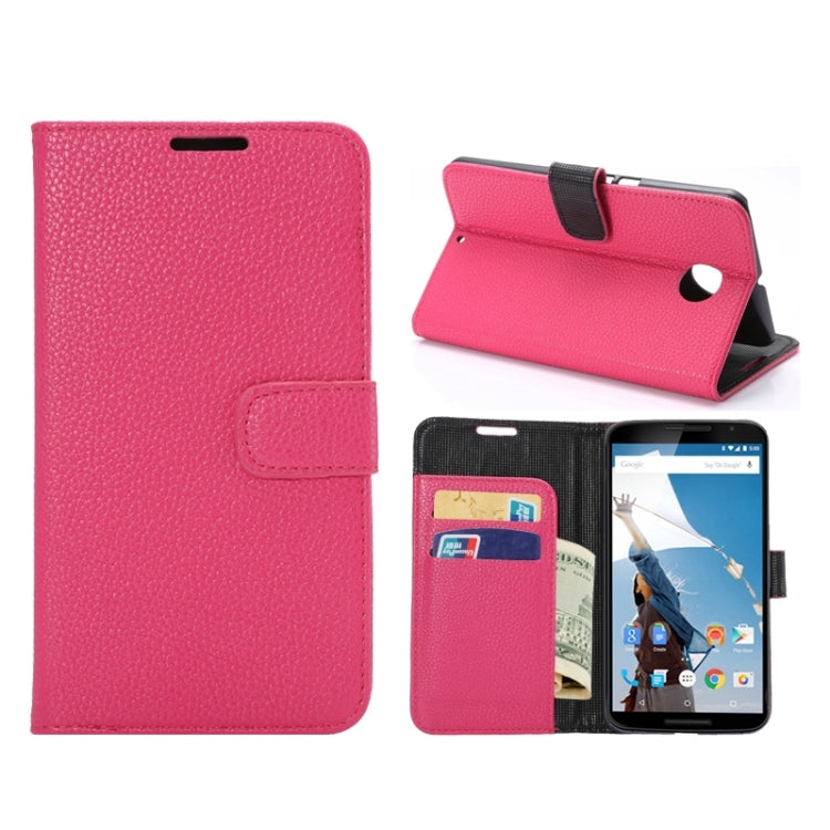 Litchi Texture Leather Case with Holder & Card Slots & Wallet for Google Nexus 6