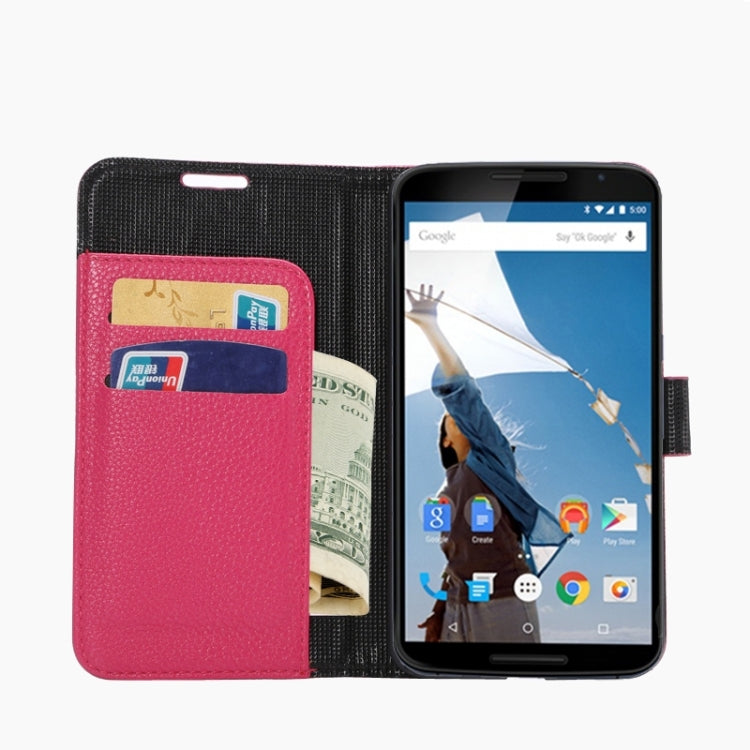 Litchi Texture Leather Case with Holder & Card Slots & Wallet for Google Nexus 6