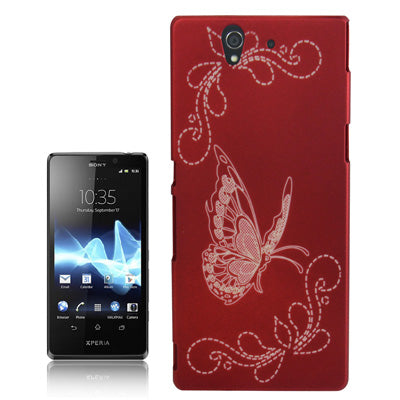 Pure Color Butterful Pattern Plastic Case for Sony Yuga C6603