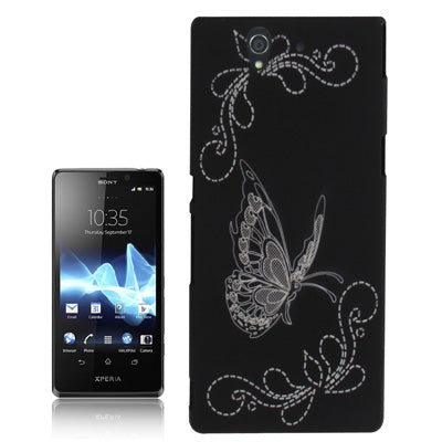 Pure Color Butterful Pattern Plastic Case for Sony Yuga C6603