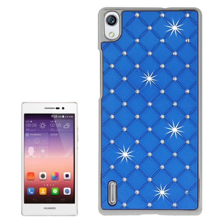 Bling Diamond Stars Encrusted Plating Skinning Plastic Case for Huawei Ascend P7