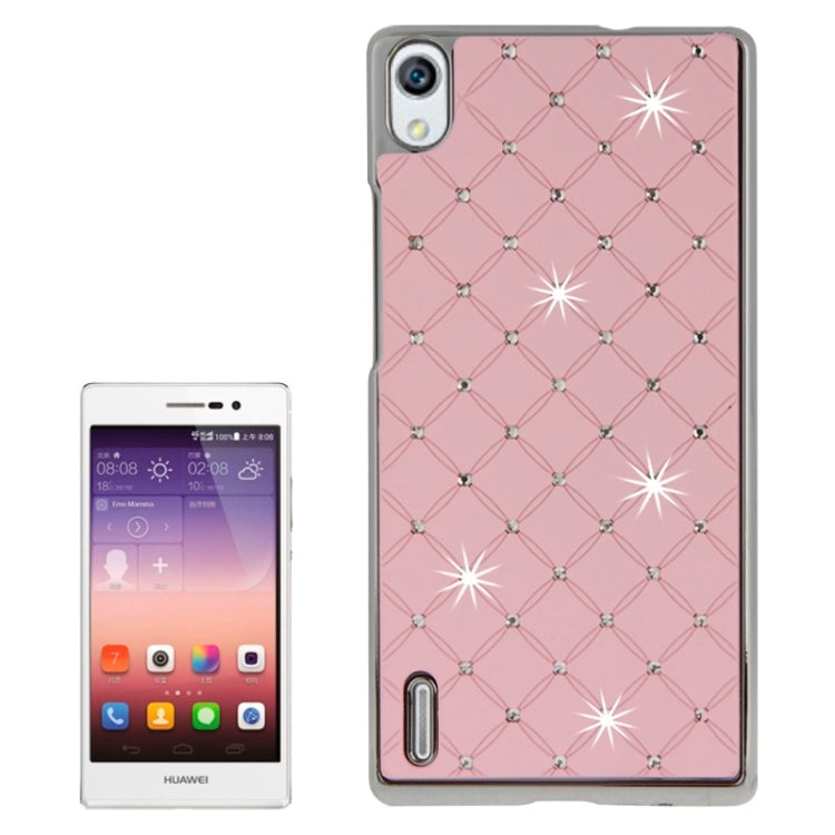 Bling Diamond Stars Encrusted Plating Skinning Plastic Case for Huawei Ascend P7