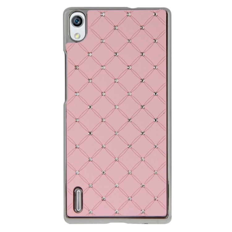 Bling Diamond Stars Encrusted Plating Skinning Plastic Case for Huawei Ascend P7