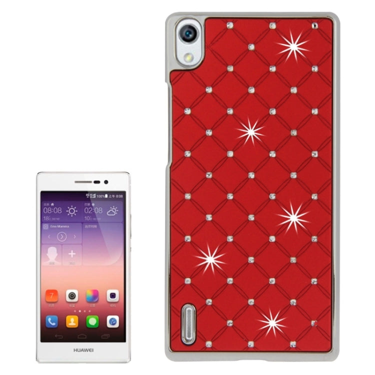 Bling Diamond Stars Encrusted Plating Skinning Plastic Case for Huawei Ascend P7