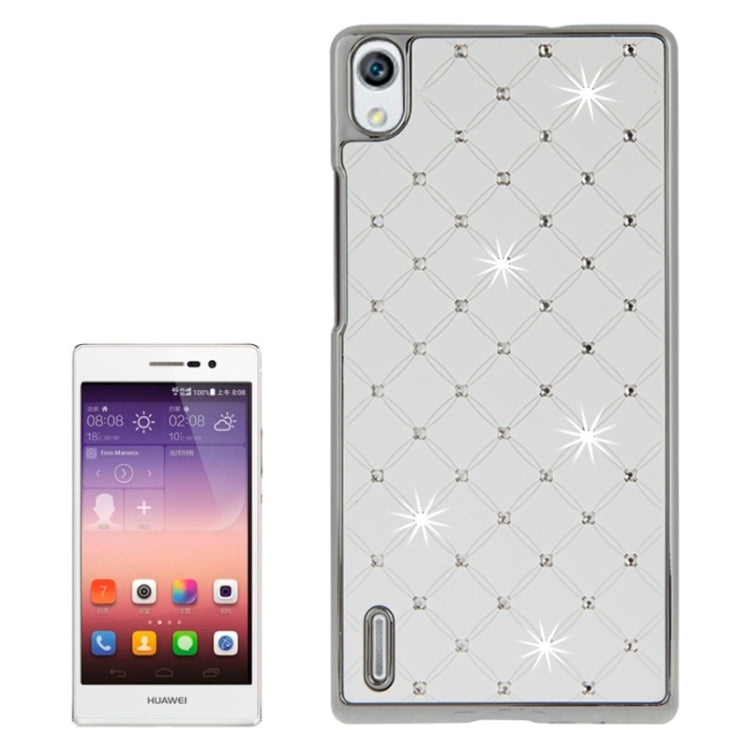 Bling Diamond Stars Encrusted Plating Skinning Plastic Case for Huawei Ascend P7