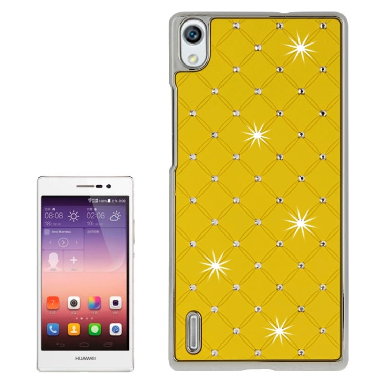 Bling Diamond Stars Encrusted Plating Skinning Plastic Case for Huawei Ascend P7