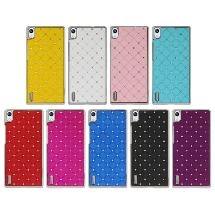 Bling Diamond Stars Encrusted Plating Skinning Plastic Case for Huawei Ascend P7