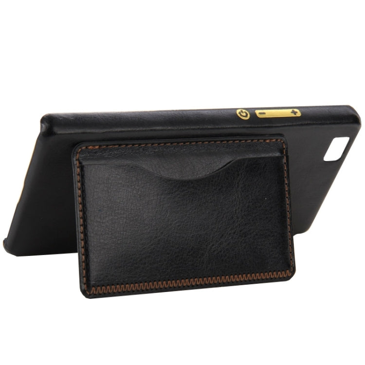 Leather Paste Skin Plastic Case with Card Slot & Holder for Huawei P8 Lite