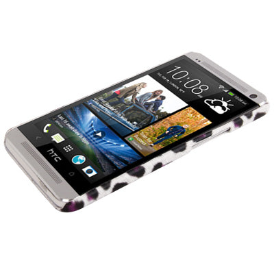 Purple Leopard Texture Plastic Case for HTC One / M7
