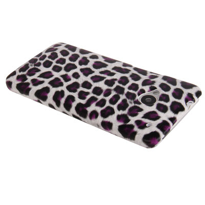 Purple Leopard Texture Plastic Case for HTC One / M7