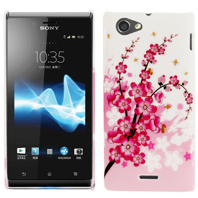 Cherry Blossom Pattern Plastic Protective Case for Sony Xperia J / ST26i