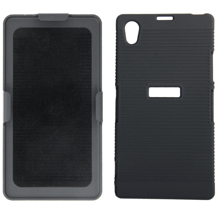 Plastic Case with 180 Degree Rotation Belt Clip Stand + Plastic Back Cover for Sony Xperia Z1 / L39h (Black)