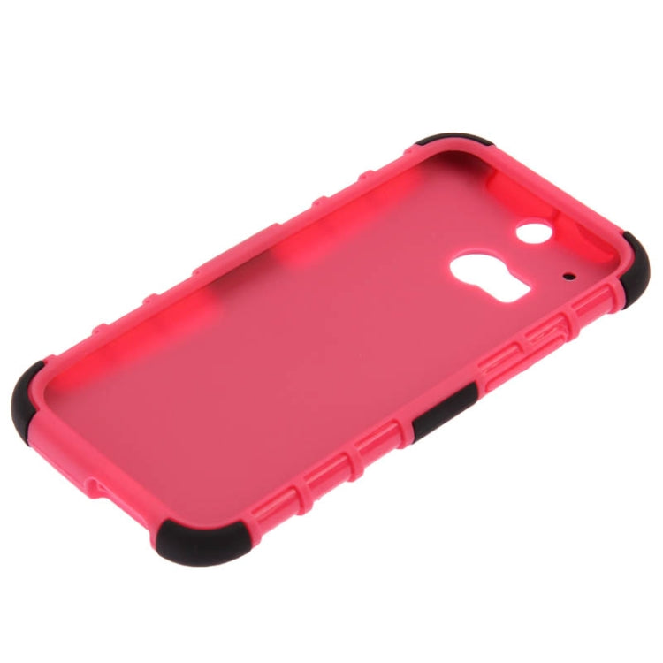 3D Style Plastic + Silicone Combination Case with Holder for HTC One M8 (Magenta)