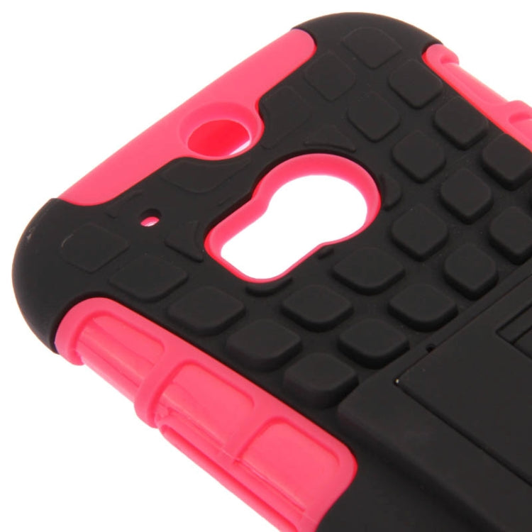 3D Style Plastic + Silicone Combination Case with Holder for HTC One M8 (Magenta)