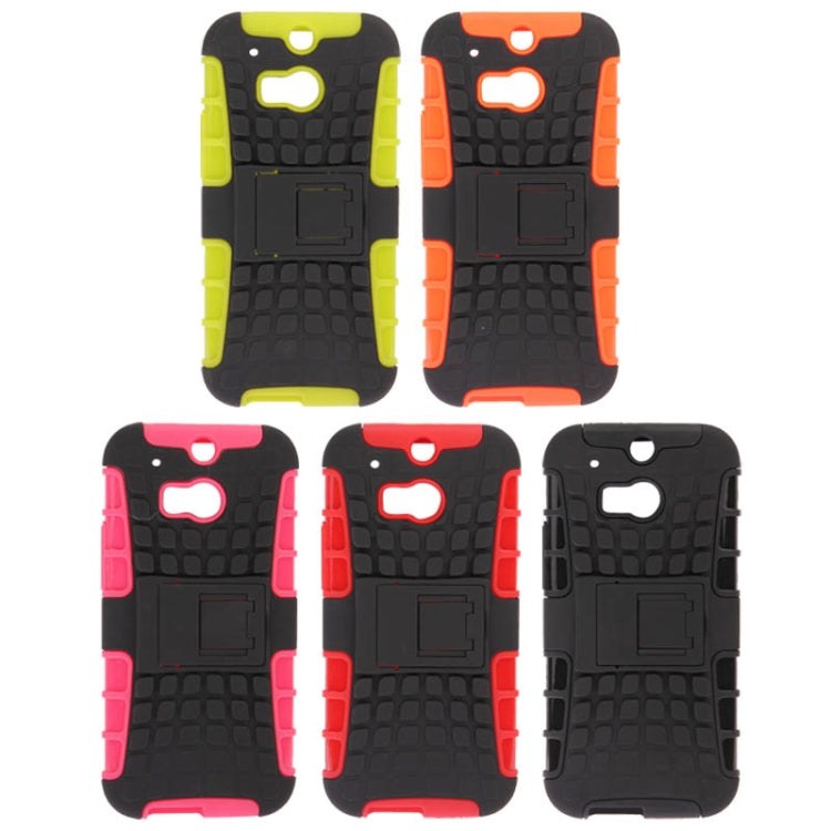 3D Style Plastic + Silicone Combination Case with Holder for HTC One M8 (Magenta)