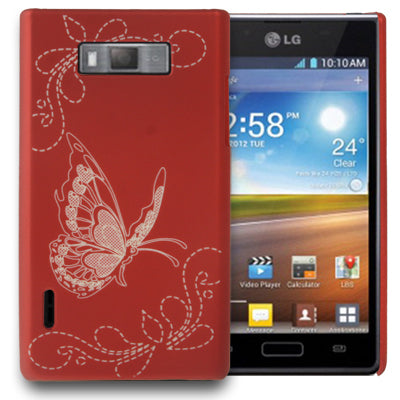 Butterfly Pattern Plastic Case for LG Optimus L7 / P705 (Scarlet Red)