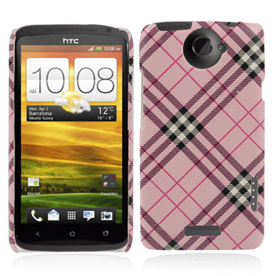 Checkered Style Plastic Case for HTC One X / S720e (Pink)