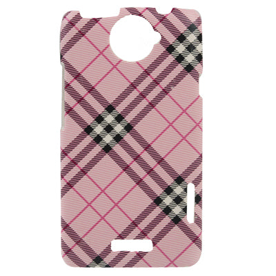 Checkered Style Plastic Case for HTC One X / S720e (Pink)
