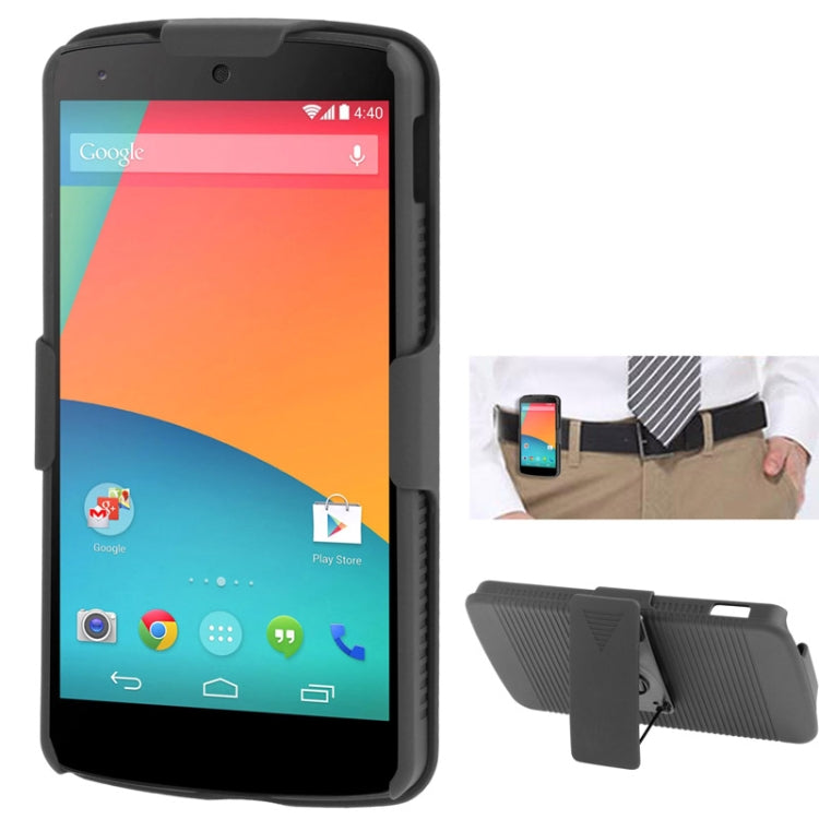 180 Degree Rotation Belt Clip / Desktop Stand with Detachable Plastic Case for Google Nexus 5(Black)