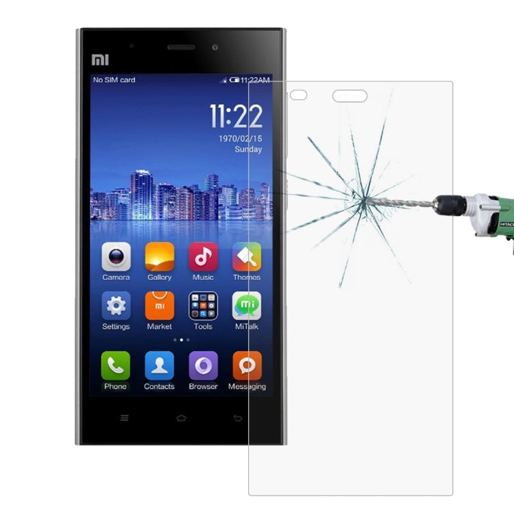50 PCS for Xiaomi Mi 3 0.26mm 9H Surface Hardness 2.5D Explosion-proof Tempered Glass Film, No Retail Package